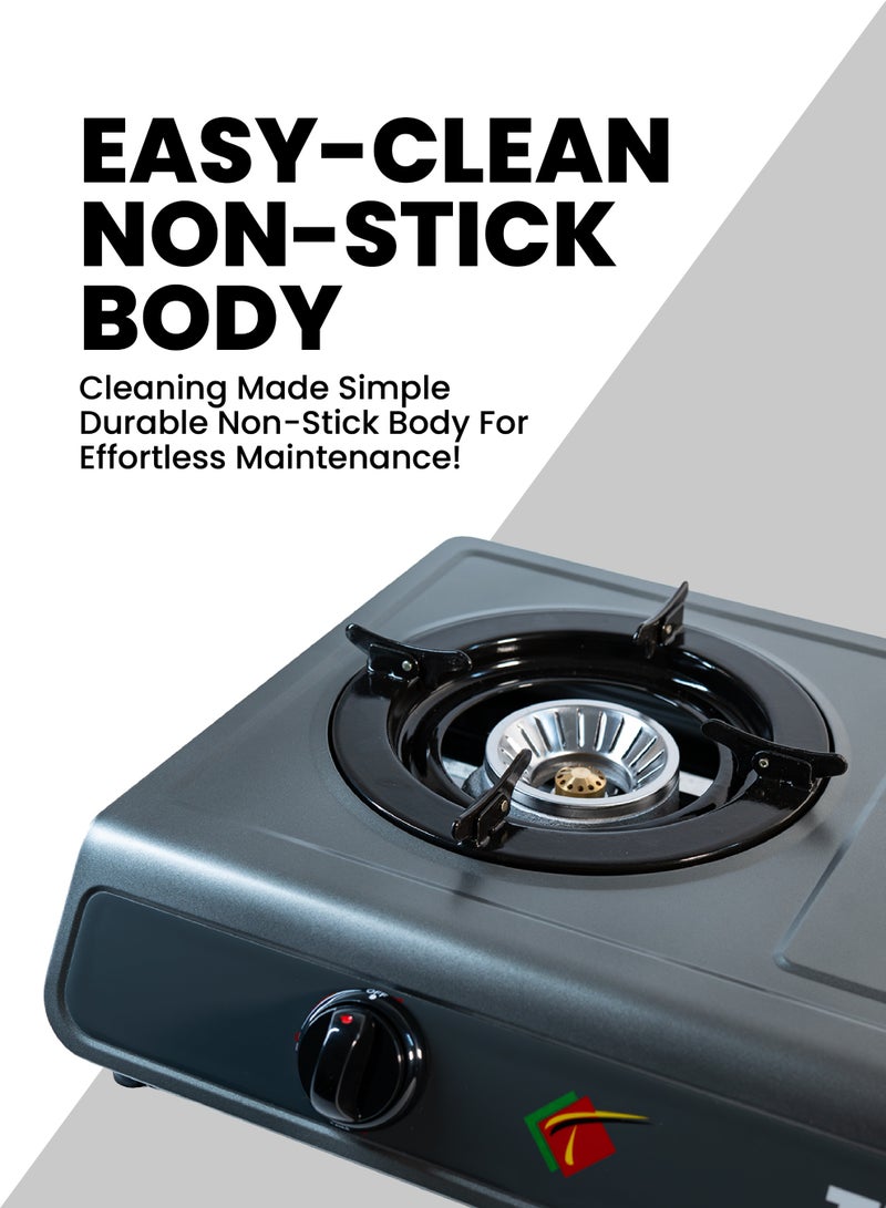 TEAM 2 Burner Gas Cooker with Auto Ignition, Whirlwind Focus Flame & Easy-Clean Non-Stick Body – Compact LPG Stove for Home & Outdoor Cooking - Image 3